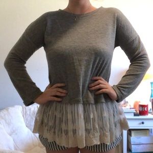 Grey Sweater with Lace
